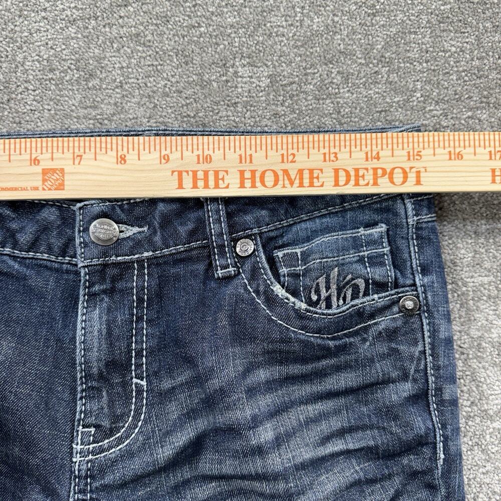 Harley Davidson Womens Embellished Bootcut Jeans Blue 6 Rhinestone Wings Biker - Picture 13 of 15